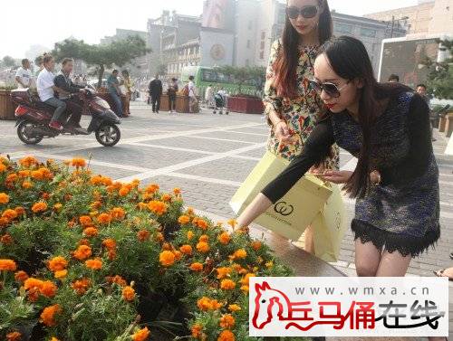 美女志愿者西安街头捡垃圾