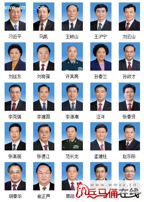 十八届中央政治委员名单及十八大常委职务简历